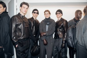 Backstage at Giorgio Armani Men's Fall 2025 Ready-to-Wear Collection at Milan Men's Fashion Week