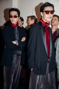 Backstage at Giorgio Armani Men's Fall 2025 Ready-to-Wear Collection at Milan Men's Fashion Week