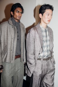 Backstage at Giorgio Armani Men's Fall 2025 Ready-to-Wear Collection at Milan Men's Fashion Week