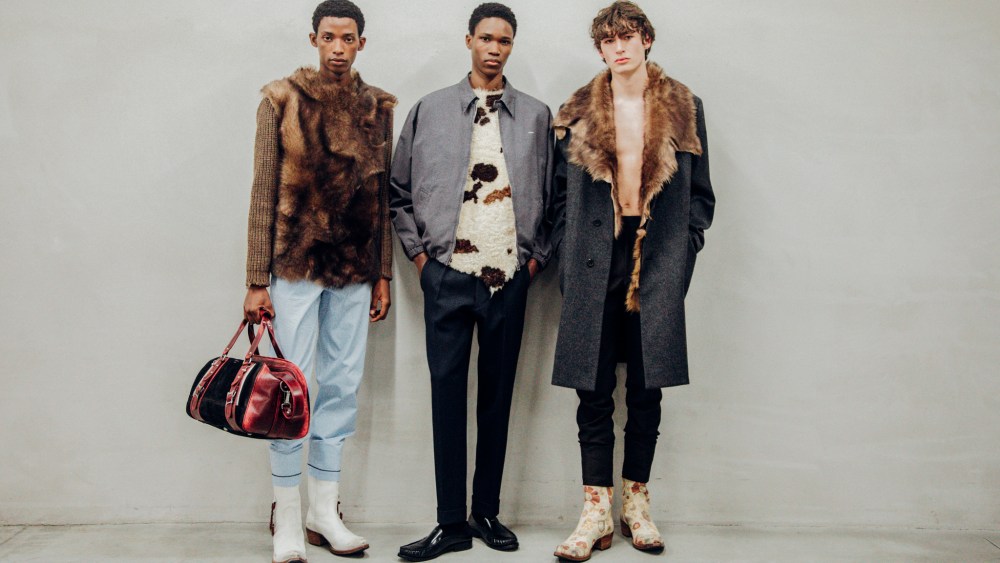 Backstage at Prada Men's Fall 2025 Ready-to-Wear Collection at Milan Fashion Week
